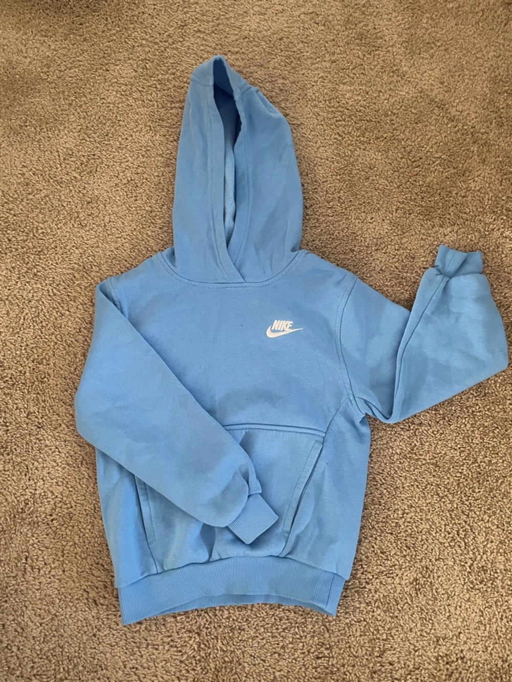 Nike Sky Blue Hooded Sweatshirt with White Logo